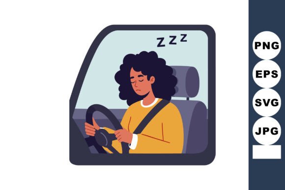 Download Woman Sleeping While Driving Vector Illu - Premium Resources