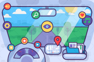 Download Car Driving Service with Icons - Premium Resources