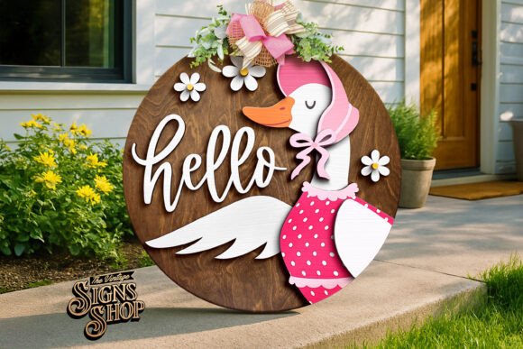 Download Hello Goose Lady, SVG Laser Door Hanger - Door hanger Collection