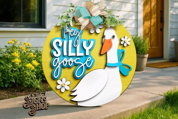 Download Hello Silly Goose, SVG Laser Door Hanger - Door hanger Collection
