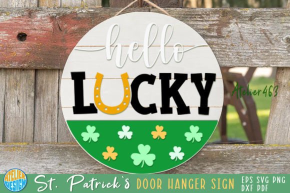 Download Hello Lucky Door Hanger Round Sign Svg - Door hanger Collection