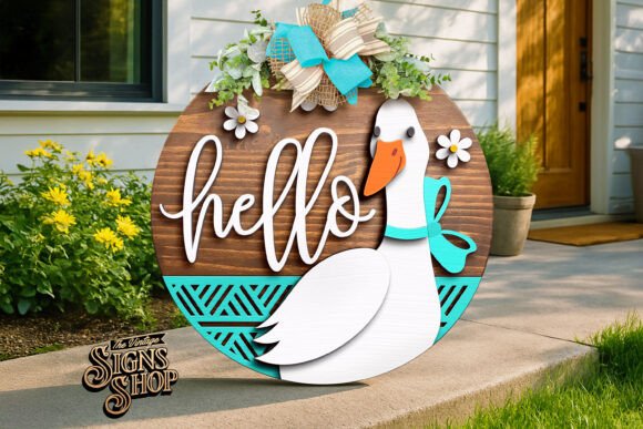 Download Hello Silly Goose, SVG Laser Door Hanger - Door hanger Collection