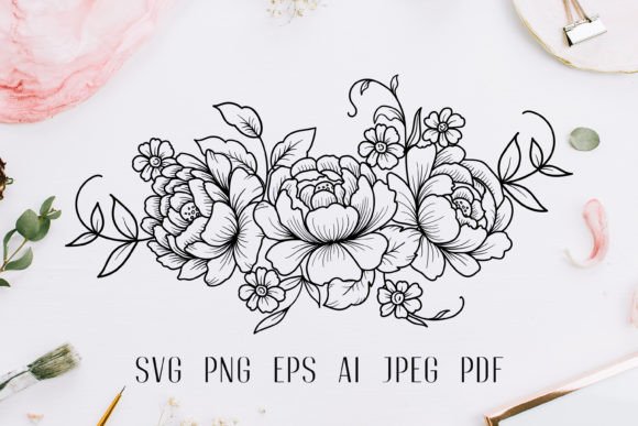 Download Floral Line Art Bouquet SVG - Bouquet svg Collection