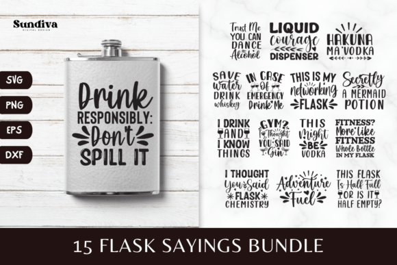 Download 15 Flask Alcohol Quotes SVG Bundle - Alcohol quote Collection