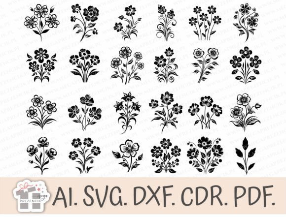 Download Flower Bouquet SVG. Engraving Flowers - Bouquet svg Collection