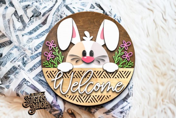 Download Welcome Bunny Flowers | Door Hanger SVG - Door hanger Collection