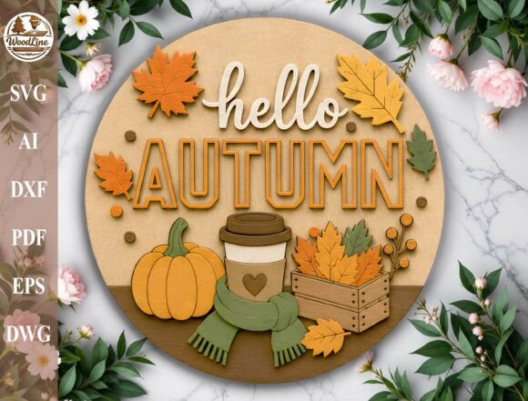 Download Autumn Door Hanger Laser Cut File Svg - Door hanger Collection