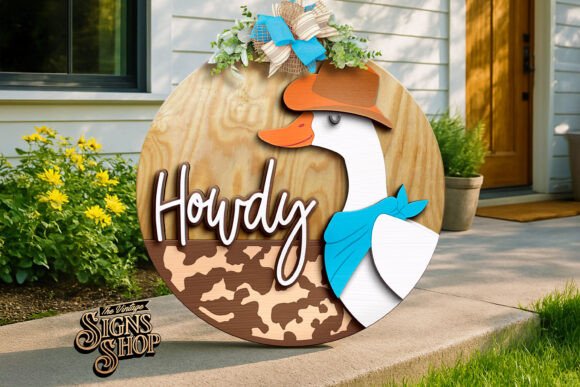 Download Hello Goose Cowboy SVG Laser Door Hanger - Door hanger Collection