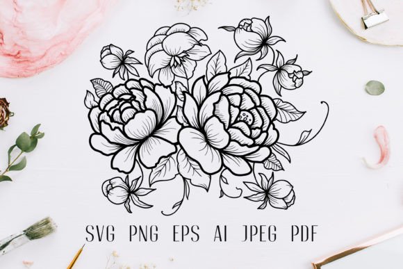 Download Floral Line Art Bouquet SVG - Bouquet svg Collection